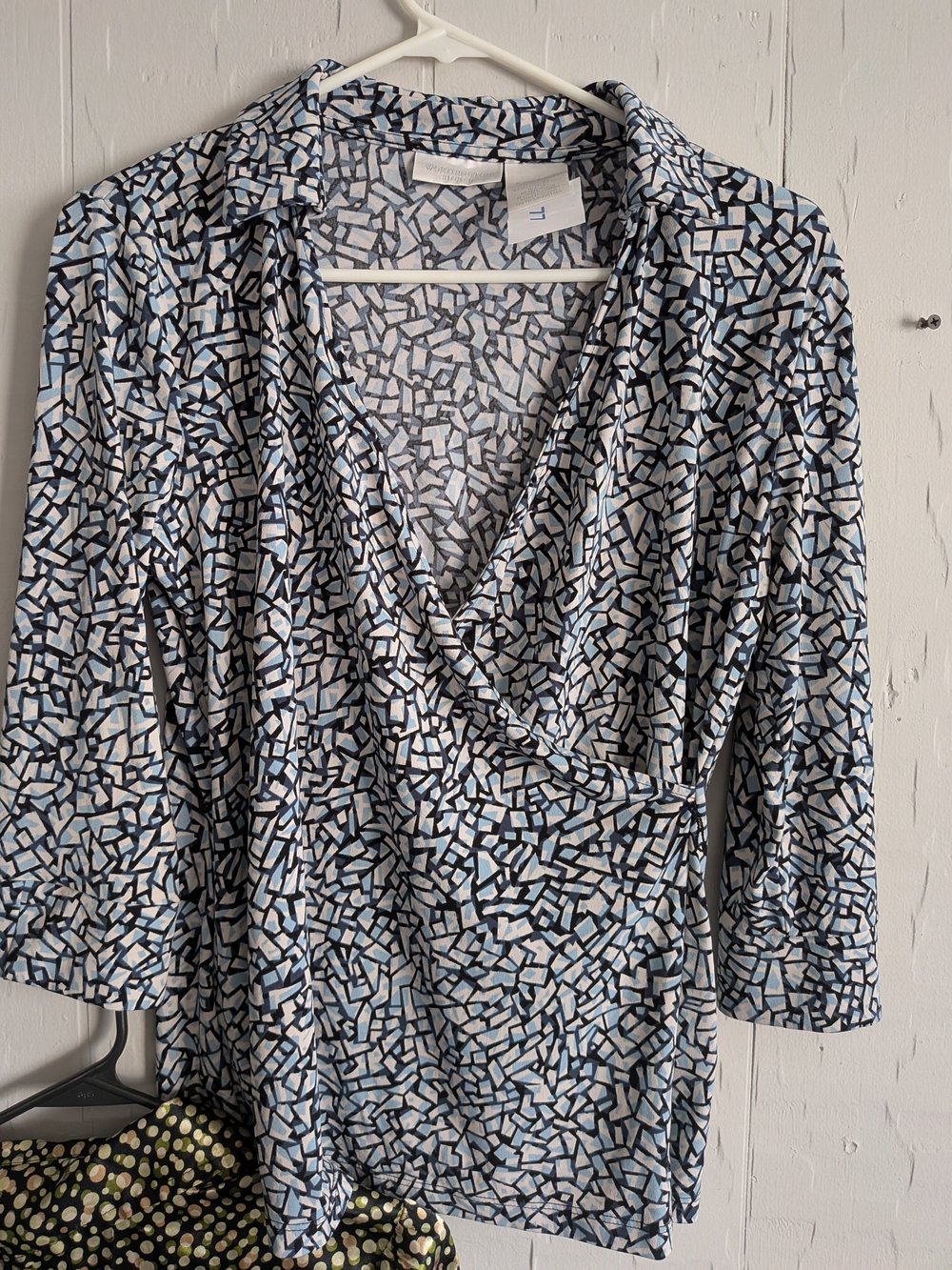 Worthington Blue Mosaic Wrap Blouse